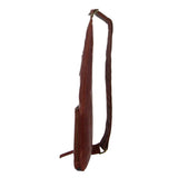 Men's Accessories: Pierre Cardin Mens Sling Bag Rustic Leather Crossbody Chest Backpack - Chestnut