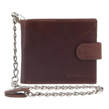 Men's Accessories: Pierre Cardin Zip Around Mens Leather Wallet with Chain in Chestnut