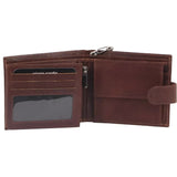Men's Accessories: Pierre Cardin Zip Around Mens Leather Wallet with Chain in Chestnut