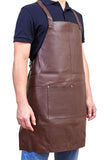 Aprons: Pierre Cardin Professional Leather Apron Butcher Woodwork Hairdressing Barber Chef - Brown