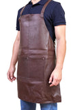 Aprons: Pierre Cardin Professional Leather Apron Butcher Woodwork Hairdressing Barber Chef - Brown