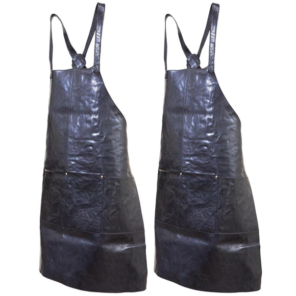 2x Pierre Cardin Professional Leather Apron Butcher Woodwork Barber Chef - Black