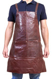 Aprons: Pierre Cardin Professional Leather Apron Butcher Woodwork Hairdressing Barber Chef - Chestnut