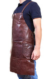 Aprons: Pierre Cardin Professional Leather Apron Butcher Woodwork Hairdressing Barber Chef - Chestnut