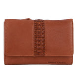 Women's Handbags: Pierre Cardin Leather Ladies Woven Design Tri-Fold Wallet in Tan