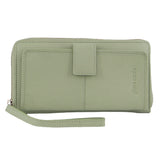 Women's Handbags: Pierre Cardin Womens Leather Zip Around Wallet RFID Blocking w/ Wristlet in Jade Green