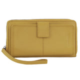 Women's Handbags: Pierre Cardin Womens Leather Zip Around Wallet RFID Blocking w/ Wristlet in Zinc Yellow