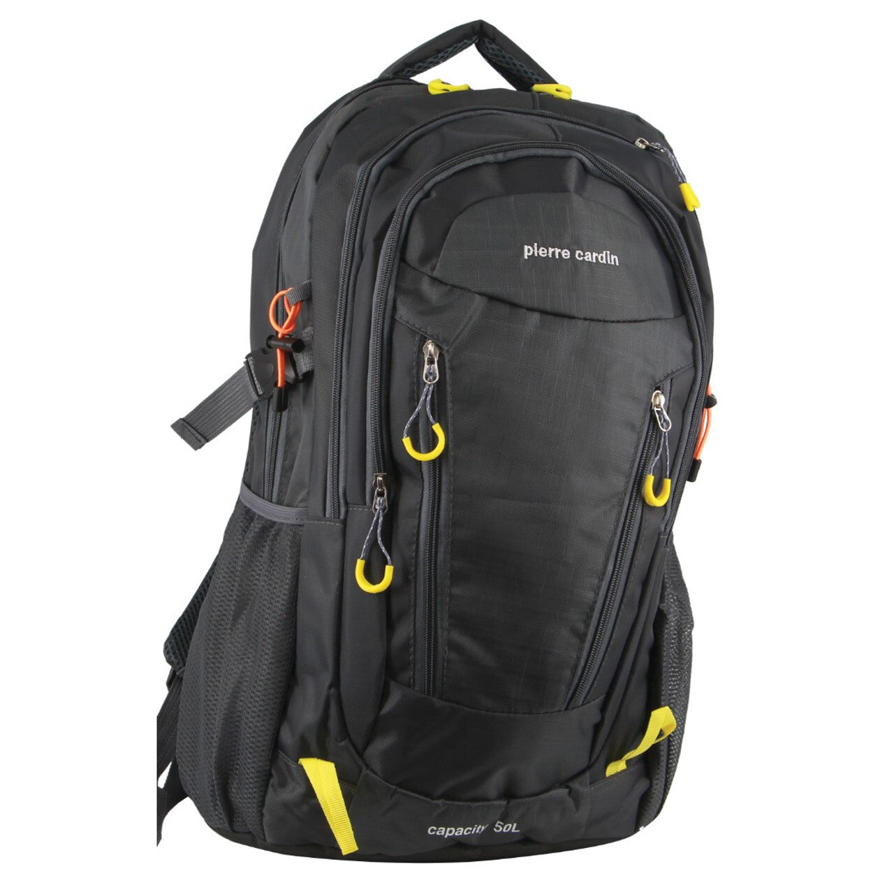 Men's Accessories: Pierre Cardin Mens Nylon Adventure Travel & Sport Large Backpack Bag in Grey/Black