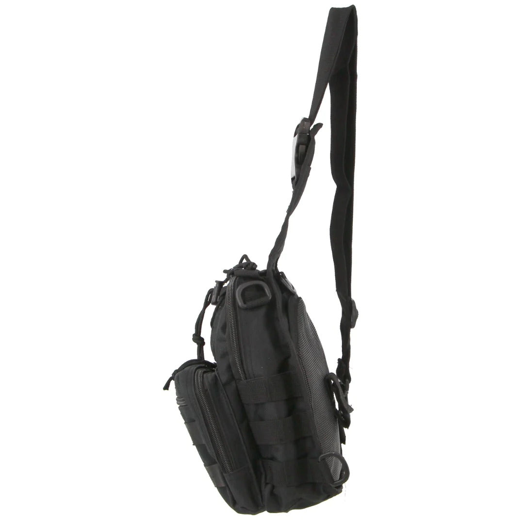 Men's Accessories: Pierre Cardin Cross Body Tactical Sling Bag Rucksack Army Style in Black