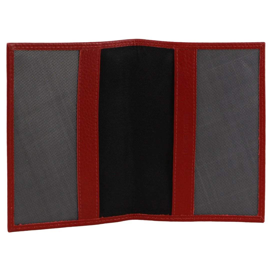 Pierre Cardin Slim Leather Passport Travel Wallet Holder RFID Case Cover - Red