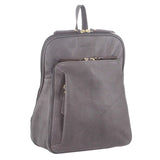 Women's Handbags: Pierre Cardin Womens Leather Backpack Bag with Pocket Front Multi-Zip - Slate