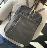 Women's Handbags: Pierre Cardin Womens Leather Backpack Bag with Pocket Front Multi-Zip - Slate