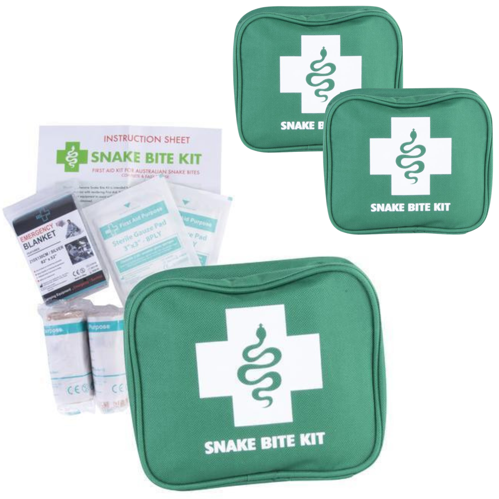 First Aid Kits: 2x 9 Piece Australian Snake Bite First Aid Kit Camping Hiking Travel