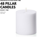 Candles: 48x Premium Church Candle Pillar Candles White Unscented Lead Free 36Hrs - 7*7cm