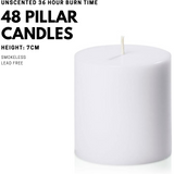 Candles: 48x Premium Church Candle Pillar Candles White Unscented Lead Free 36Hrs - 7*7cm