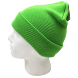 Men's Hats & Caps: PLAIN BEANIE Unisex Mens Womens Winter Warm Hat Ski Cap Knit One Size - Fluro Green