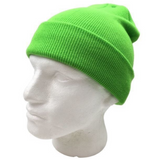 Men's Hats & Caps: PLAIN BEANIE Unisex Mens Womens Winter Warm Hat Ski Cap Knit One Size - Fluro Green