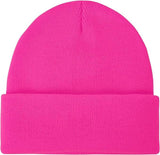 Men's Hats & Caps: PLAIN BEANIE Unisex Mens Womens Winter Warm Hat Ski Cap Knit One Size - Fluro Pink