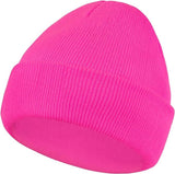 Men's Hats & Caps: PLAIN BEANIE Unisex Mens Womens Winter Warm Hat Ski Cap Knit One Size - Fluro Pink