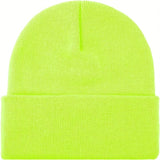 Men's Hats & Caps: PLAIN BEANIE Unisex Mens Womens Winter Warm Hat Ski Cap Knit One Size - Fluro Yellow
