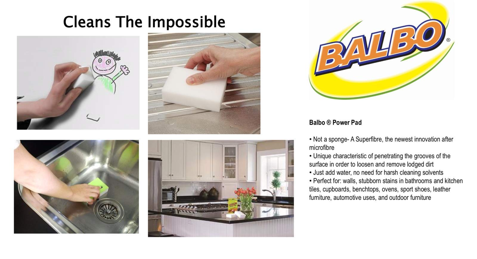 Laundry Cleaning Supplies: Pack of 2 BALBO Power Pad Cleaning Pad Eraser Magic Cleaning Tool Sponge