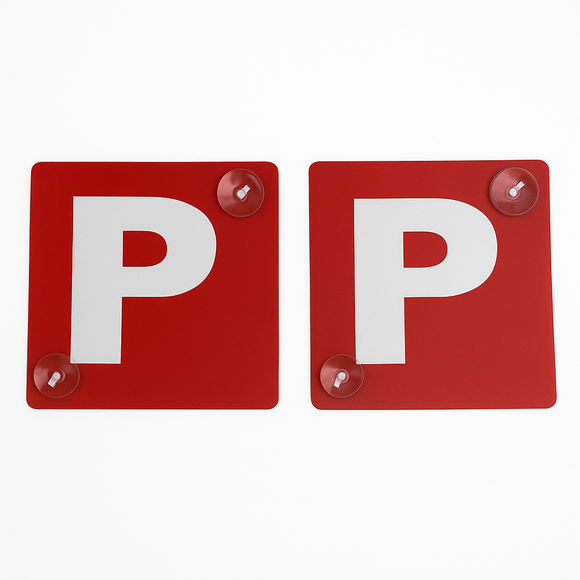 2x RED P PLATES Suction Probationary Car Window Signs for VIC/WA (Victoria & Western Australia)