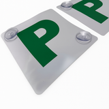 2x GREEN P PLATES Suction Probationary Car Window Signs for NSW (New South Wales)