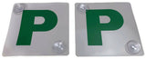 2x GREEN P PLATES Suction Probationary Car Window Signs for NSW (New South Wales)