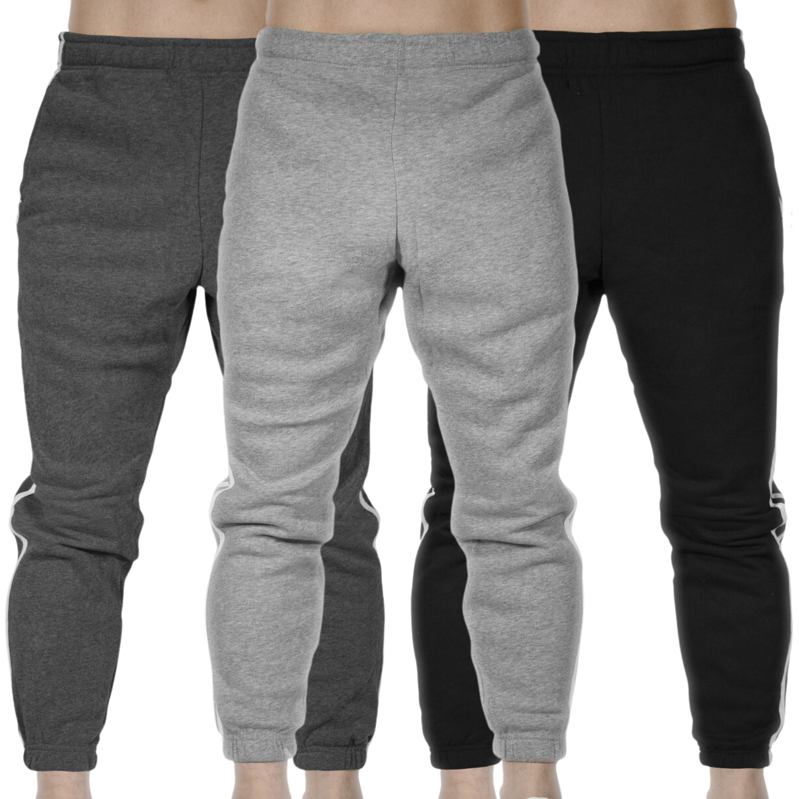 Men's Sweats & Trackpants: 3x Mens Fleece Skinny Track Pants Jogger Gym Casual Sweat Warm - Assorted Colours - XXL