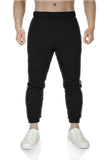 Mens Fleece Track Pants Skinny Joggers Slim Fit Sweatpants Gym - Black - L