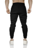 Mens Fleece Track Pants Skinny Joggers Slim Fit Sweatpants Gym - Black - S