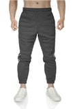 Mens Fleece Track Pants Skinny Joggers Slim Fit Sweatpants Gym - Charcoal Marle - L