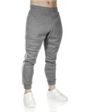 Mens Fleece Track Pants Skinny Joggers Slim Fit Sweatpants Gym - Grey Marle - L