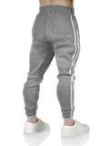 Mens Fleece Track Pants Skinny Joggers Slim Fit Sweatpants Gym - Grey Marle - M