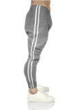 Mens Fleece Track Pants Skinny Joggers Slim Fit Sweatpants Gym - Grey Marle - XXL
