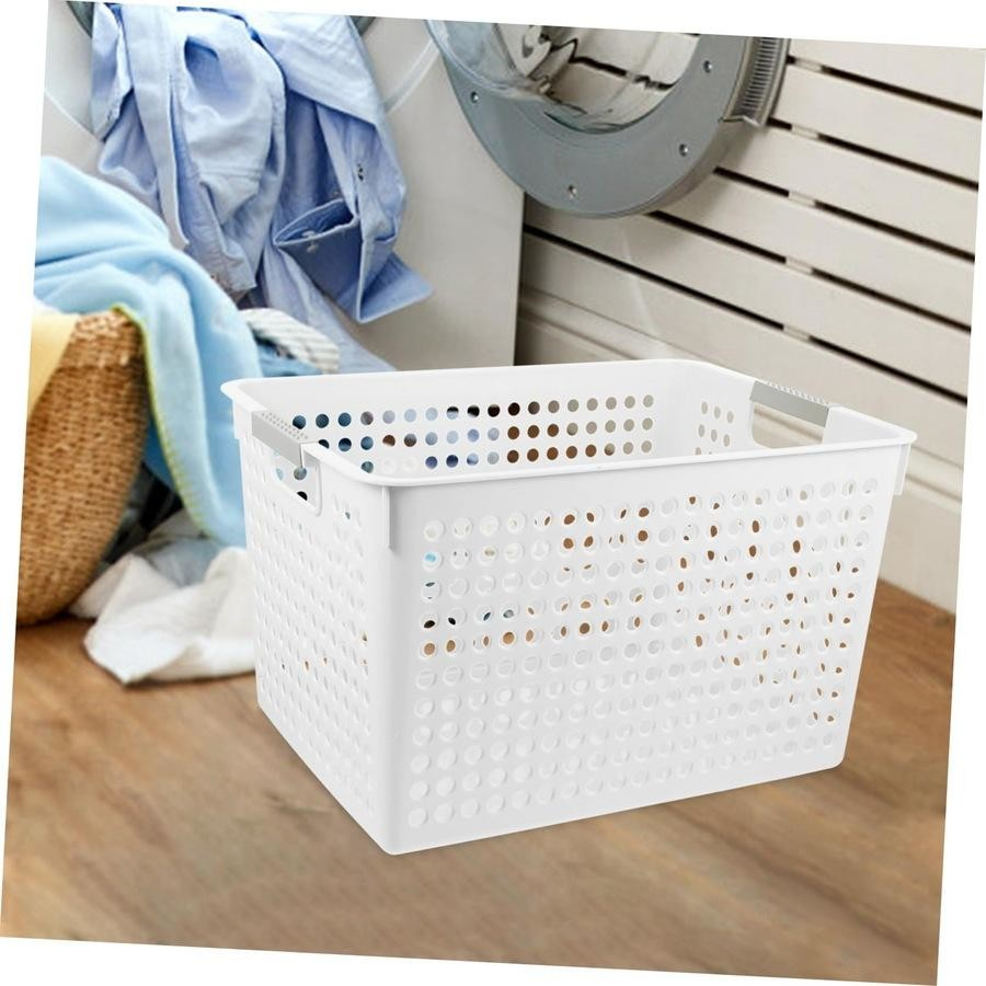 24x Premium Plastic Storage Basket Bulk w/ Grip Handles 31*22*17.8cm