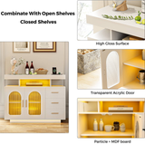 Buffets & Sideboards: Buffet Sideboard Cabinet With RGB LED Light and Charging Station Console Coffee Bar White
