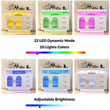 Buffets & Sideboards: Buffet Sideboard Cabinet With RGB LED Light and Charging Station Console Coffee Bar White