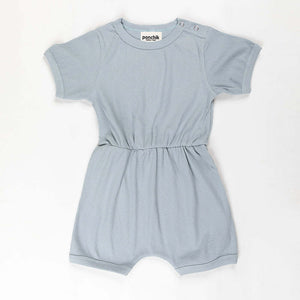 Ponchik Babies + Kids - Ribbed Cotton Romper - Capri Blue - 0-3 months