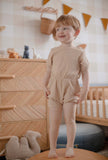 Ponchik Babies + Kids - Ribbed Cotton Romper - Sugar Cookie - 0-3 months