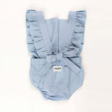 Ponchik Babies + Kids Ruffle Back Romper - Capri Blue - 3 years