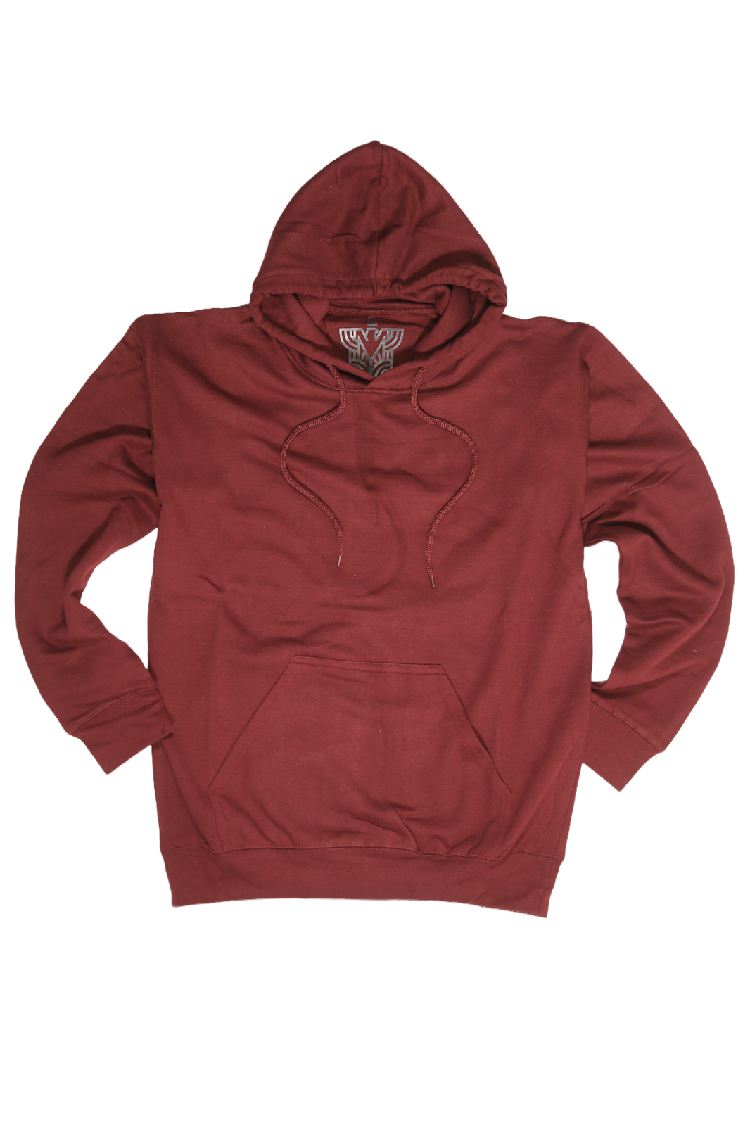 Mens Hoodie 100% Cotton Fleece Pullover Sweatshirt Warm Jumper - Maroon/Burgundy - S