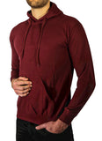 Adult Mens 100% Cotton Fleece Hoodie Jumper Pullover Sweater Warm Sweatshirt - Maroon/Burgundy - XL