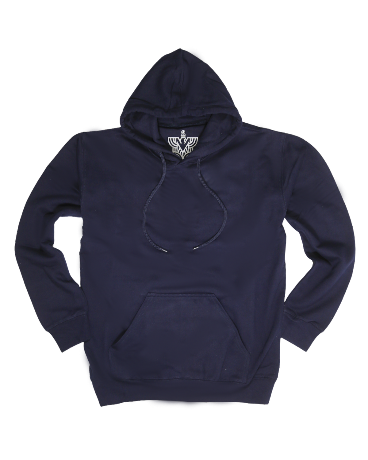 Mens Hoodie 100% Cotton Fleece Pullover Sweatshirt Warm Jumper - Navy - L