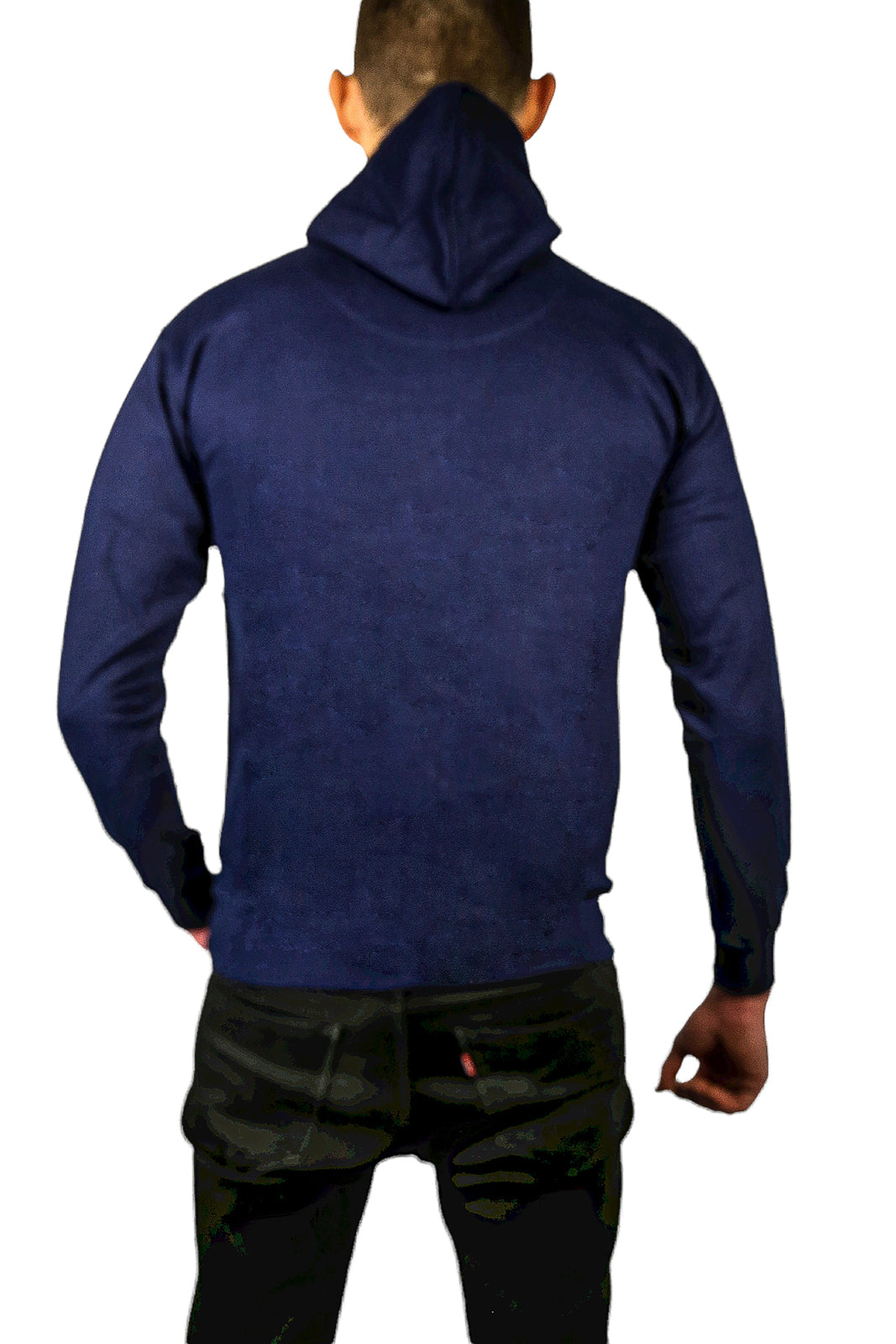 Mens Hoodie 100% Cotton Fleece Pullover Sweatshirt Warm Jumper - Navy - XL