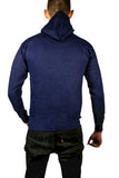 Mens Hoodie 100% Cotton Fleece Pullover Sweatshirt Warm Jumper - Navy - XL