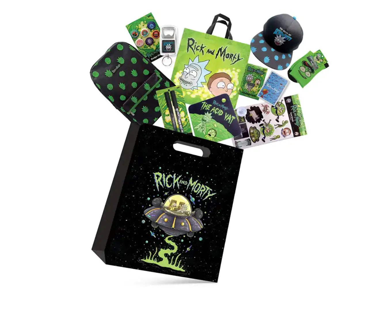 Dolls, Playsets & Toy Figures: Rick & Morty Showbag 22 w/ Backpack/Keyring/Socks/Hat/Pens/Pin Set/Playing Cards