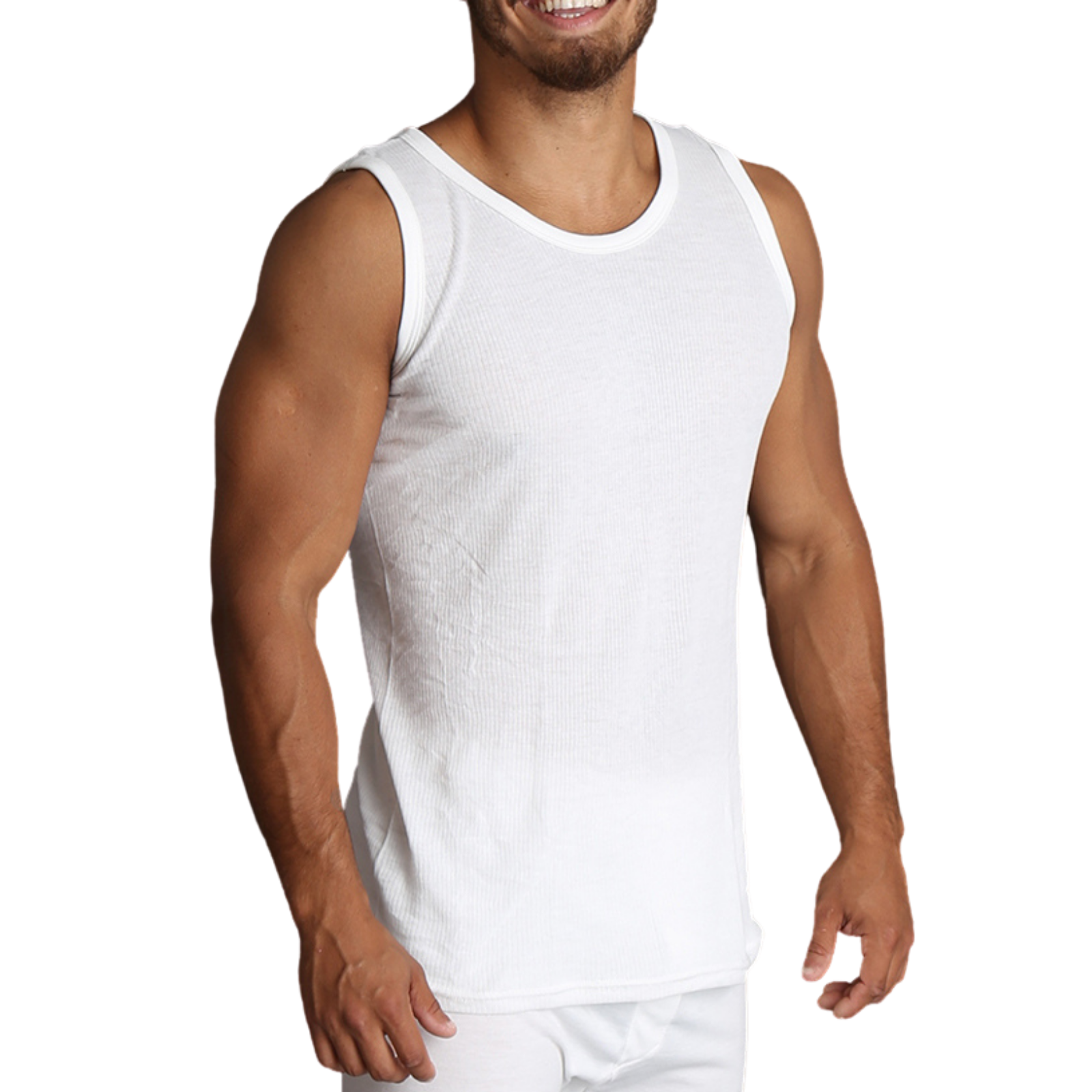 Men's Underwear & Socks: Mens THERMAL Merino Wool Blend Singlet Top Sleeveless Warm Underwear - Natural - Small