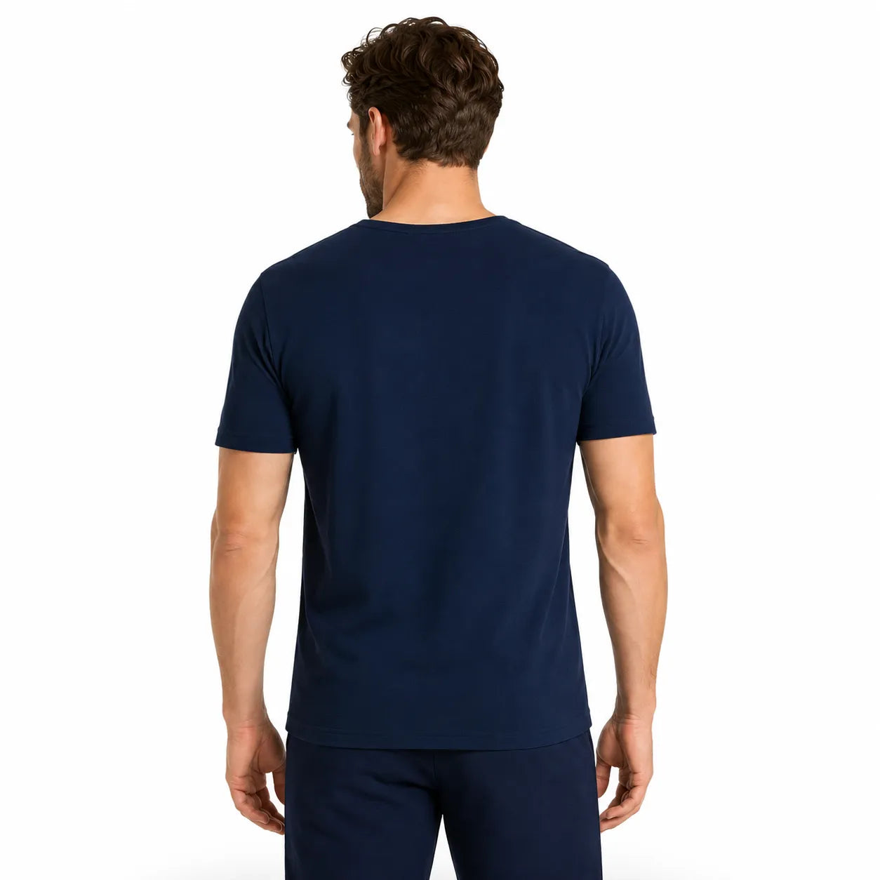 Mens Thermal Short Sleeve Top Cotton Blend Baselayer Underwear T Shirt - Navy - XXL