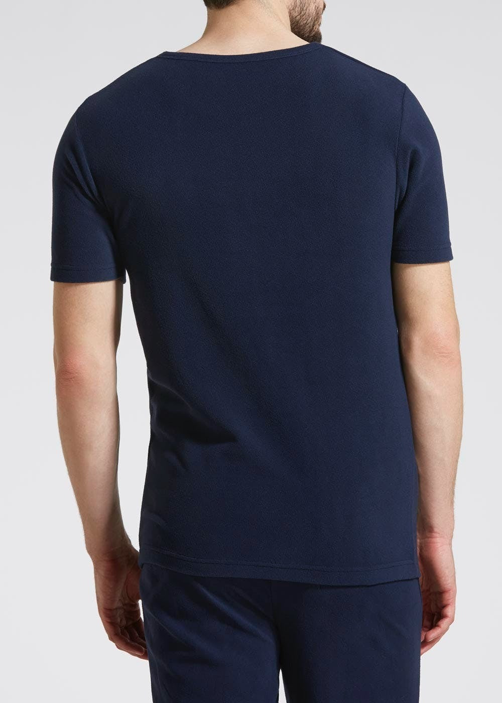 Men's Underwear & Socks: Mens Thermal Short Sleeve Top Microfleece Baselayer Underwear T Shirt - Navy - S
